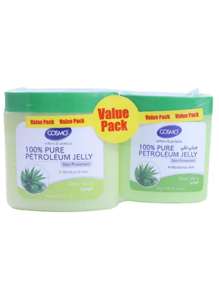 COSMO Petroleum Jelly with Aloe Vera -100% Pure - 500+300 ml - Image 1